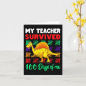 私の先生生き延び100日の私の恐竜の子供 カード (黄色い花)
