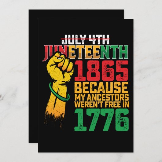 私の先祖は1776年7月4日には自由ではなかったから 招待状 (正面/裏面)