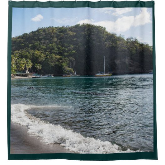 私の入り江とボート シャワーカーテン (正面)