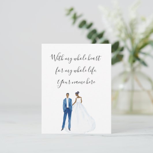 私の全ハートの図解入りの、写真付きので黒いカップルと エンクロージャーカード (スタンド正面)