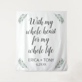 私の全心全霊 ウェディンググリーン パーソナライズド タペストリー (正面)