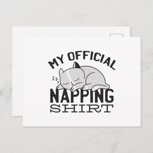 私の公式なおむつシャツ – 怠惰な寝猫 ポストカード (正面/裏面)