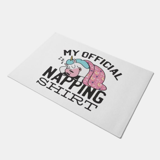 私の公式なおむつシャツ – 怠惰な眠りユニコーン ドアマット (アングル)