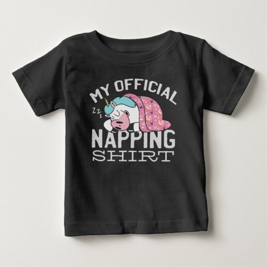 私の公式なおむつシャツ – 怠惰な眠りユニコーン ベビーTシャツ (正面)