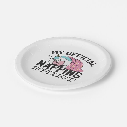 私の公式なおむつシャツ – 怠惰な眠りユニコーン ペーパープレート (アングル)