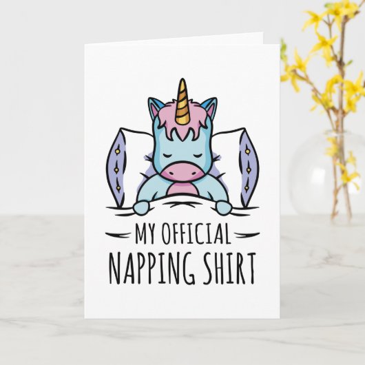 私の公式の寝相のユニコーンと私のシャツ カード (黄色い花)