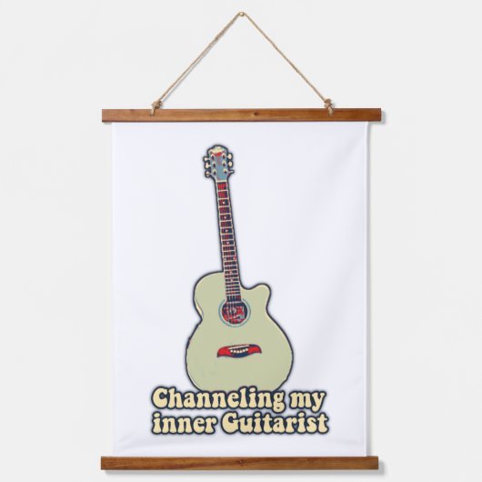 私の内ギタリストをチャネリングおもしろい。ギター引用文 吊り下げ型タペストリー (正面)