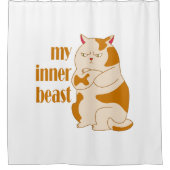 私の内獣怠惰な太った猫のやる気を起こさせる引用文 シャワーカーテン (正面)