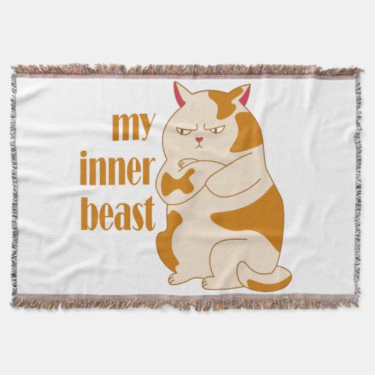 私の内獣怠惰な太った猫のやる気を起こさせる引用文 スローブランケット (正面)