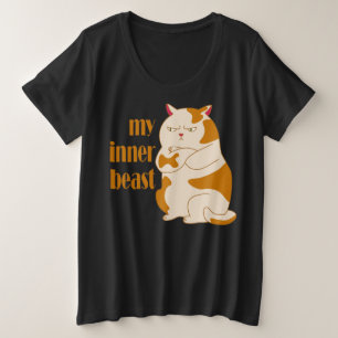 私の内獣怠惰な太った猫のやる気を起こさせる引用文 プラスサイズTシャツ