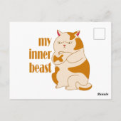 私の内獣怠惰な太った猫のやる気を起こさせる引用文 ポストカード (裏面)