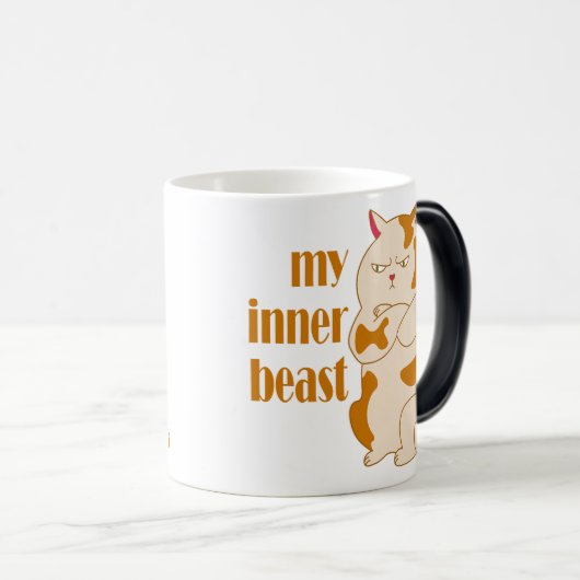私の内獣怠惰な太った猫のやる気を起こさせる引用文 モーフィングマグカップ (正面右)