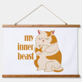 私の内獣怠惰な太った猫のやる気を起こさせる引用文 吊り下げ型タペストリー (正面)