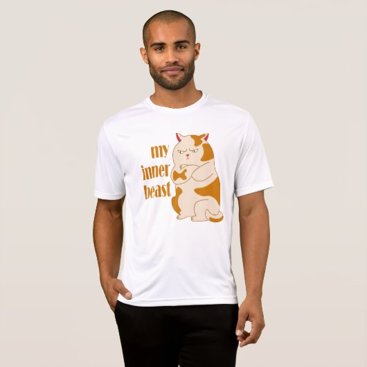 私の内獣怠惰な太った猫のやる気を起こさせる引用文 Tシャツ (正面フル)