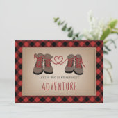 私の冒険お気に入りの愛ハイキングブーツバレンタイン 招待状 (スタンド正面)