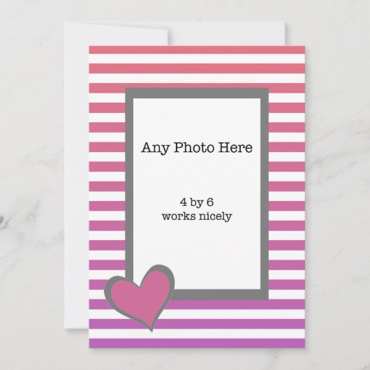 私の写真とバレンタインのピンクのハート シーズンカード (正面)
