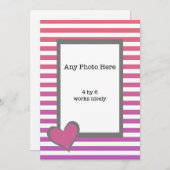 私の写真とバレンタインのピンクのハート シーズンカード (正面/裏面)