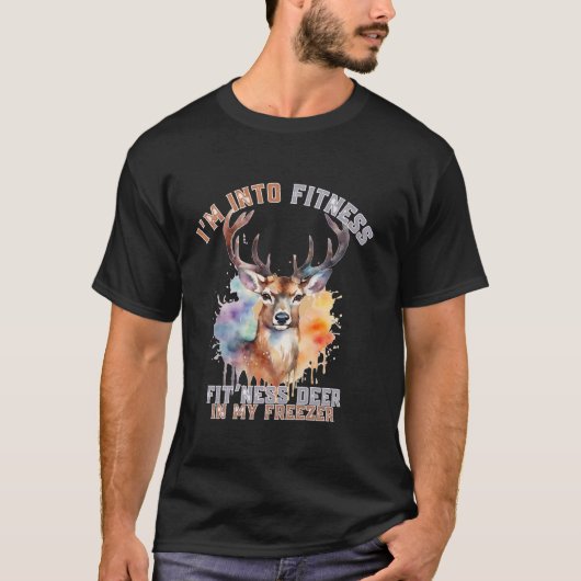 私の冷凍庫の鹿でフィットネスフィットネス鹿に私は Tシャツ (正面)