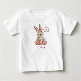私の初めてのイースター - ウサギとペイント卵 ベビーTシャツ