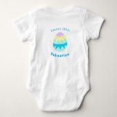 私の初めてのイースター ブルーウサギ ベビー服 ベビーボディスーツ (裏面)