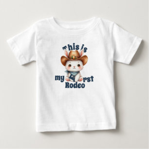 私の初めてのカウボーイ ハッピーバースデー ベビーTシャツ