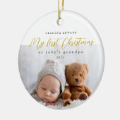 私の初めてのクリスマスおじいちゃん写真と年 セラミックオーナメント (左)