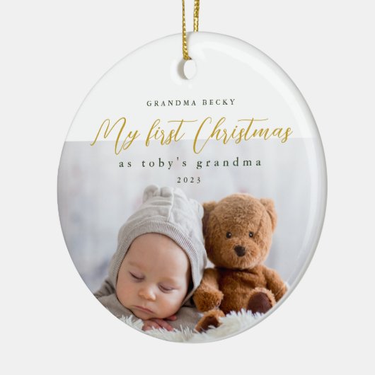 私の初めてのクリスマスおばあちゃんの写真と年 セラミックオーナメント (左)