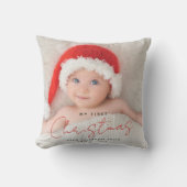 私の初めてのクリスマスかわいいエレガントベビー写真 クッション (正面)