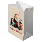 私の初めてのクリスマスかわいいサンタ&アニマル ミディアムペーパーバッグ (正面アングル)
