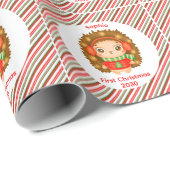 私の初めてのクリスマスかわいいベビーガールの名前クリスマス ラッピングペーパー (ロールコーナー)