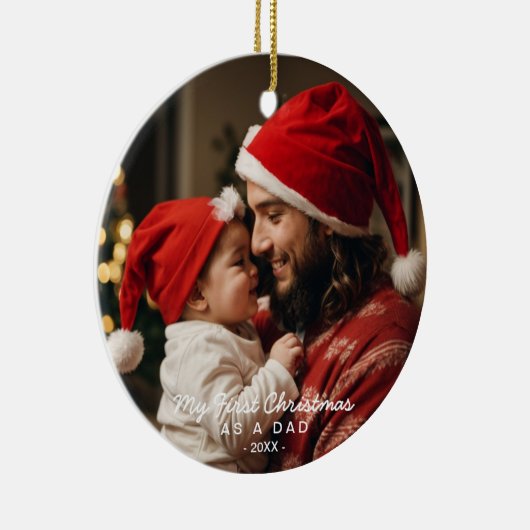 私の初めてのクリスマスがパパの家族の写真として セラミックオーナメント (右)