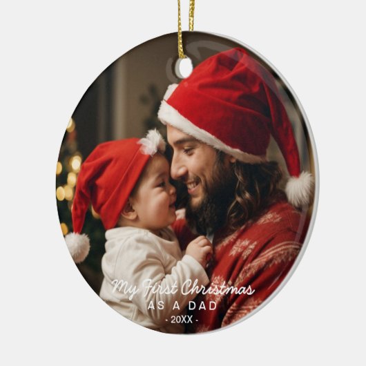 私の初めてのクリスマスがパパの家族の写真として セラミックオーナメント (左)
