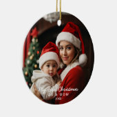 私の初めてのクリスマスが母の家族の写真として セラミックオーナメント (右)