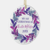 私の初めてのクリスマスとして叔母の年パープルリース セラミックオーナメント (右)