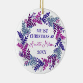 私の初めてのクリスマスとして叔母の年パープルリース セラミックオーナメント (右)