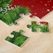 私の初めてのクリスマスと赤い弓金ゴールドフォトフレーム ジグソーパズル (側面)