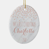 私の初めてのクリスマスのばら色の金ゴールドは|の紙吹雪に大理石模様をつけ、 セラミックオーナメント (右)