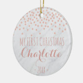 私の初めてのクリスマスのばら色の金ゴールドは|の紙吹雪に大理石模様をつけ、 セラミックオーナメント (左)