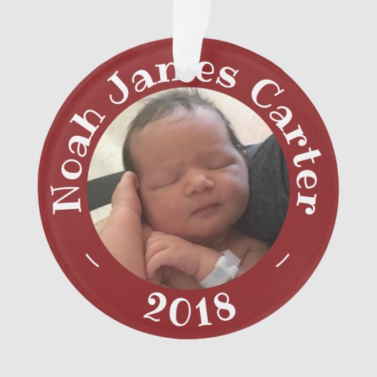 私の初めてのクリスマスのカスタムな写真の記念品2018年 オーナメント (正面)
