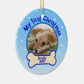 私の初めてのクリスマスのパーソナライズな写真犬のオーナメント セラミックオーナメント (右)