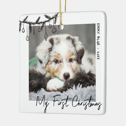 私の初めてのクリスマスのペット写真 セラミックオーナメント (左)