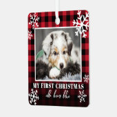 私の初めてのクリスマスのペット写真 メタルオーナメント (正面左)