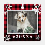 私の初めてのクリスマスのペット写真 メタルオーナメント (裏面)