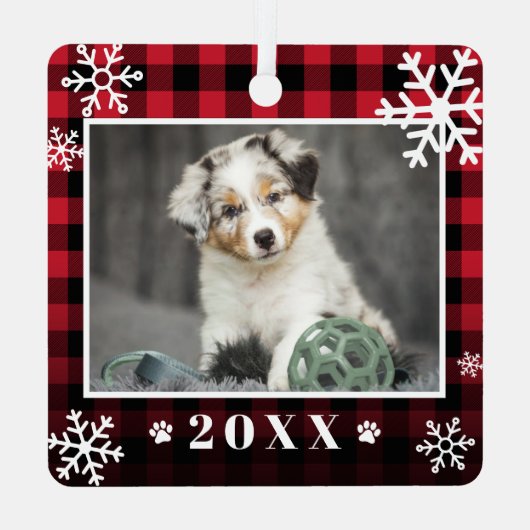 私の初めてのクリスマスのペット写真 メタルオーナメント (裏面)