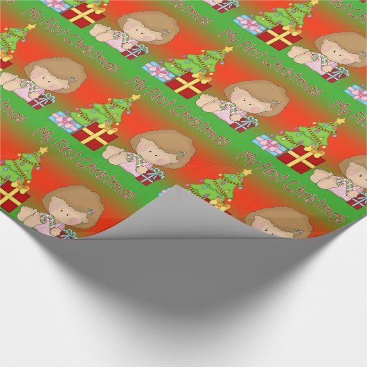 私の初めてのクリスマスの女の子の包装紙 ラッピングペーパー (角)