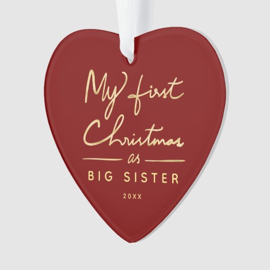 私の初めてのクリスマスの姉のハート形の写真 オーナメント (正面)