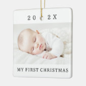 私の初めてのクリスマスの年モダンの写真は白 セラミックオーナメント (左)