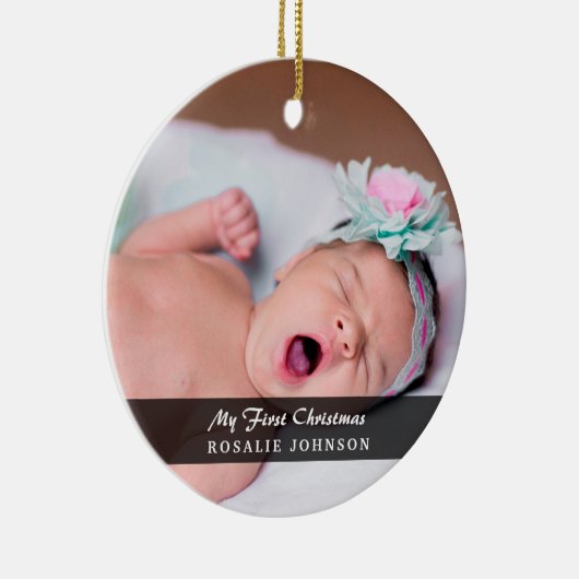 私の初めてのクリスマスの生まれたばかりのなベビーの写真 セラミックオーナメント (右)