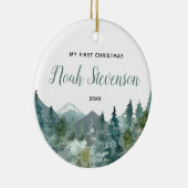 私の初めてのクリスマスの田舎の山の男の赤ちゃんガール セラミックオーナメント (右)