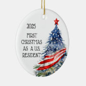 私の初めてのクリスマスの米国駐在米国国旗 セラミックオーナメント (右)
